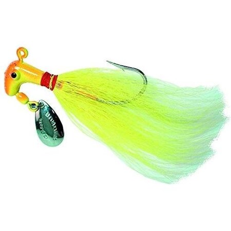 Road Runner Striper Bucktail Jig WSpinner, 12 Oz Yellow, Strip Card 1006-002